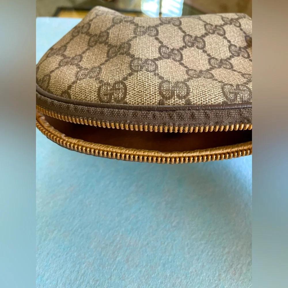 Vintage Gucci Mini Print Cosmetic Case Travel Clutch Brown - Picture 9 of 12